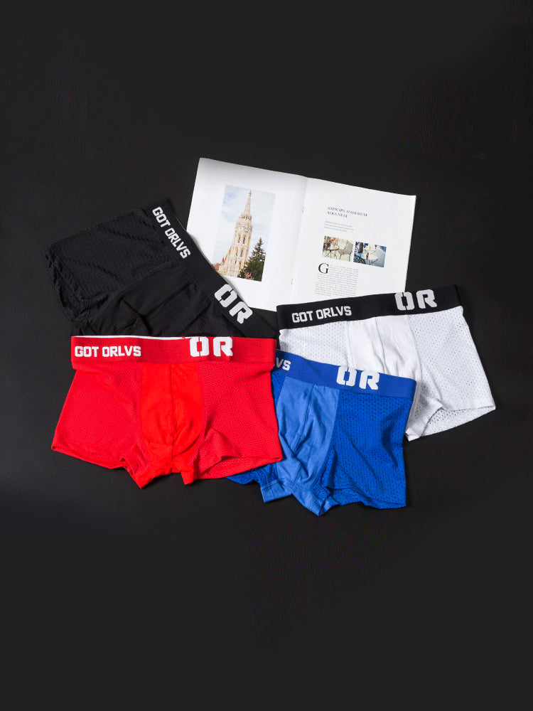 2 Pack Men's Sexy Transparent Seamless Mesh Solid Color Breathable Trunks & Bikini