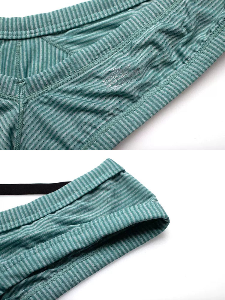 2 Pack Men's Low Rise Back Hollow 3D U-convex Large Pouch T-Back Briefs