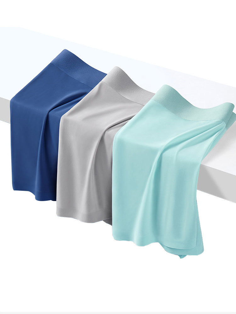 3-pack Men's Ice Silk Sexy 3D Stamped Pouch Boxer Briefs