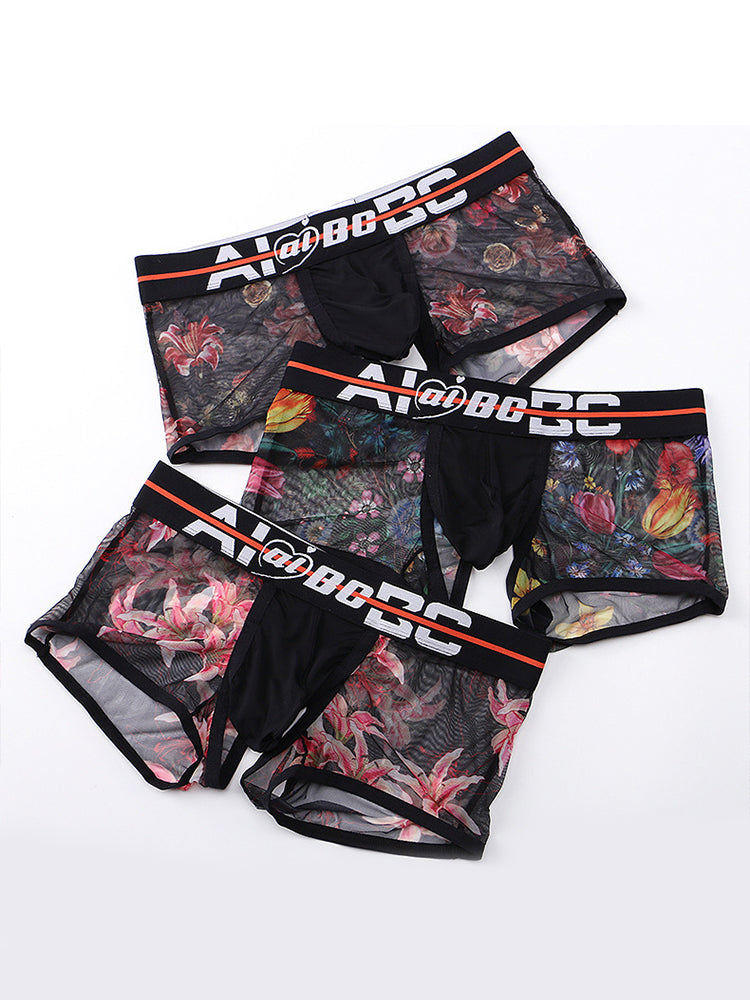 2 Pack Breathable Print Trendy Open-Back Trunks