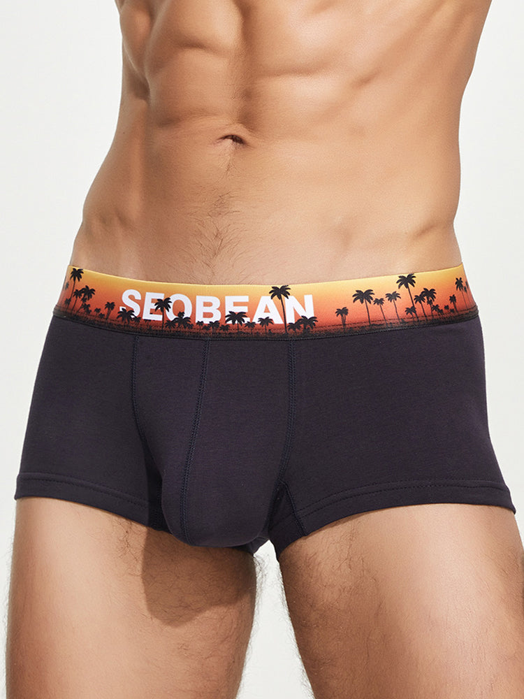 Men's Spliced Waistband U-Pouch Trunks