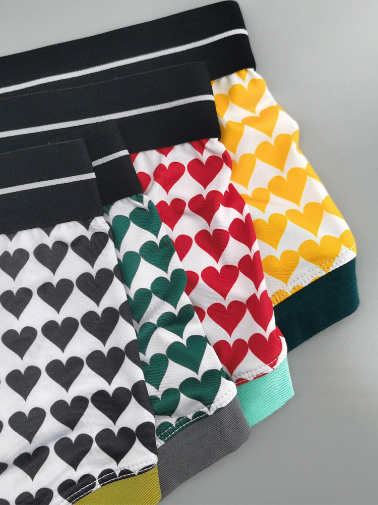 2 Pack Men's Low Rise Sexy Heart U-Shaped Pouch Boxer Briefs