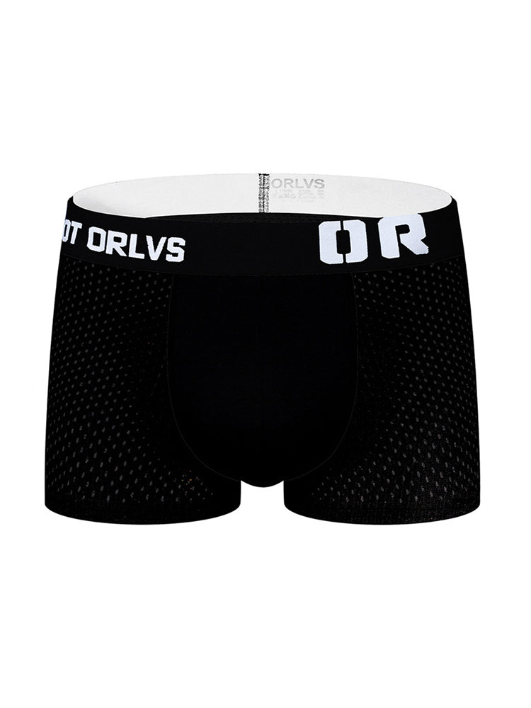 2 Pack Men's Sexy Transparent Seamless Mesh Solid Color Breathable Trunks & Bikini