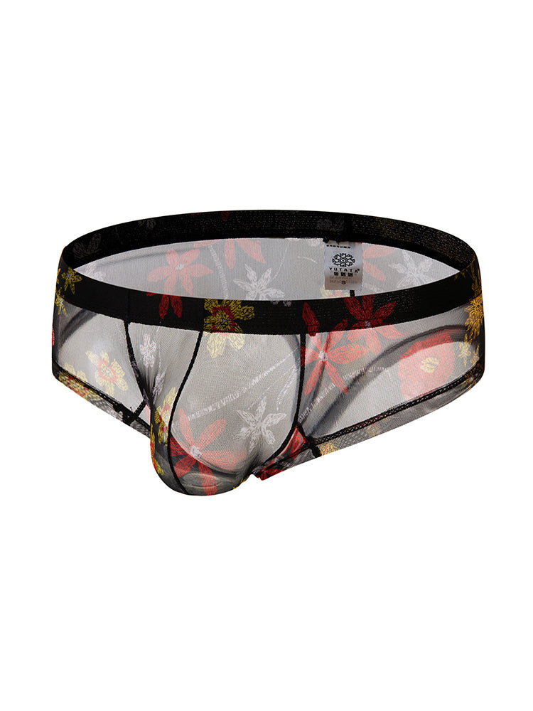 4-pack Men's Lace Print Sheer Mesh Bohemian Boxer Briefs