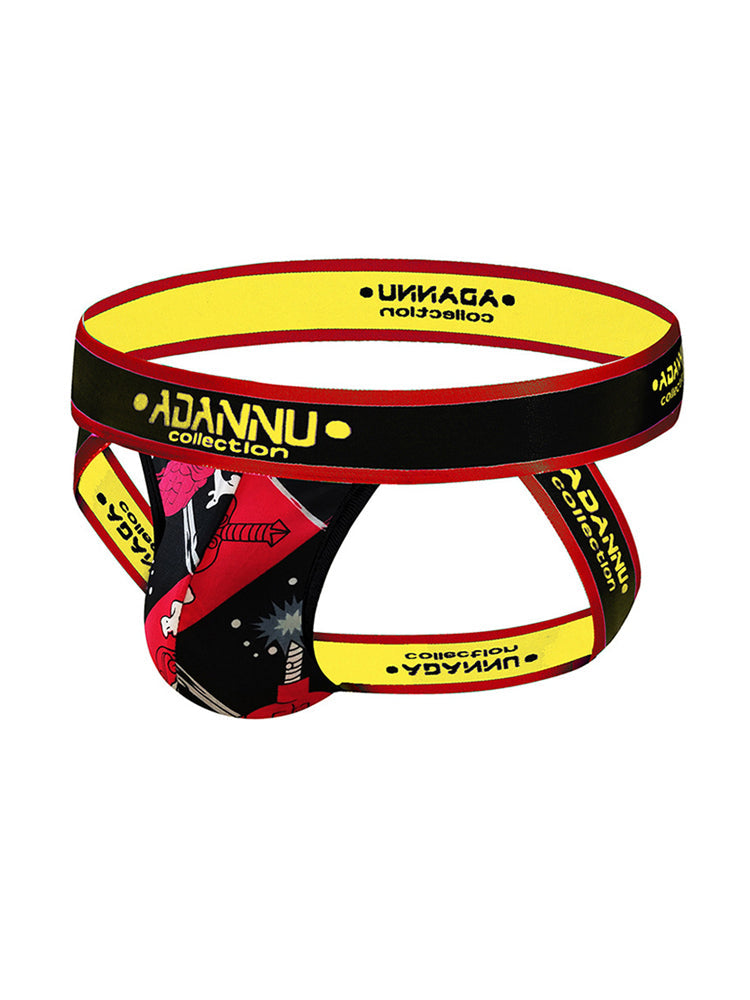 3-pack Men's Low-rise Wide-hem Elastic Printed Hip-baring Thongs