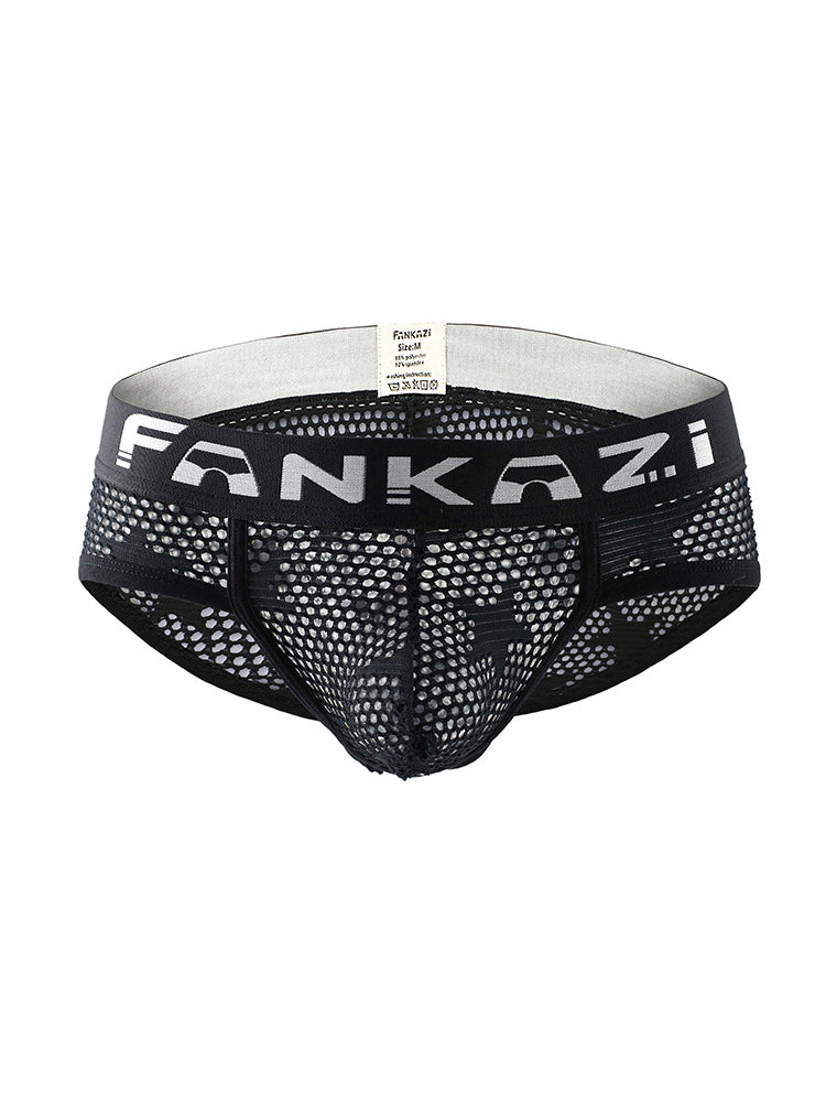 3-pack Men's Sexy Star Mesh Breathable Hollow U-shaped Convex Pouch Briefs