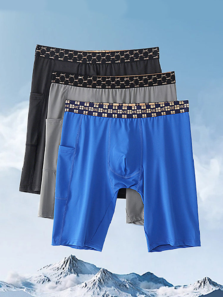 2 Pack Men's Compression Boxer Shorts with Side Pocket