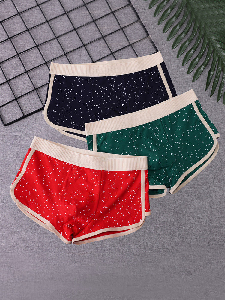 4-pack Men's Starry Sky Pure Cotton Personality Trendy Youth Boxer Briefs