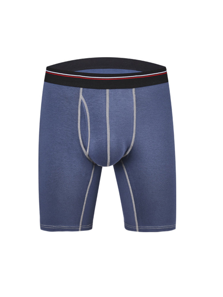 2 Pack Men's Long High Waist Cotton Sports Anti-friction Leg Boxer Briefs