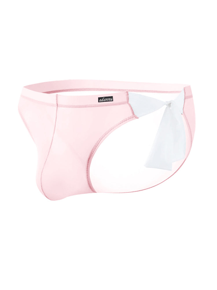 Men's Sexy Translucent Lace-up Briefs with Unfastened U-shaped Large Pouch