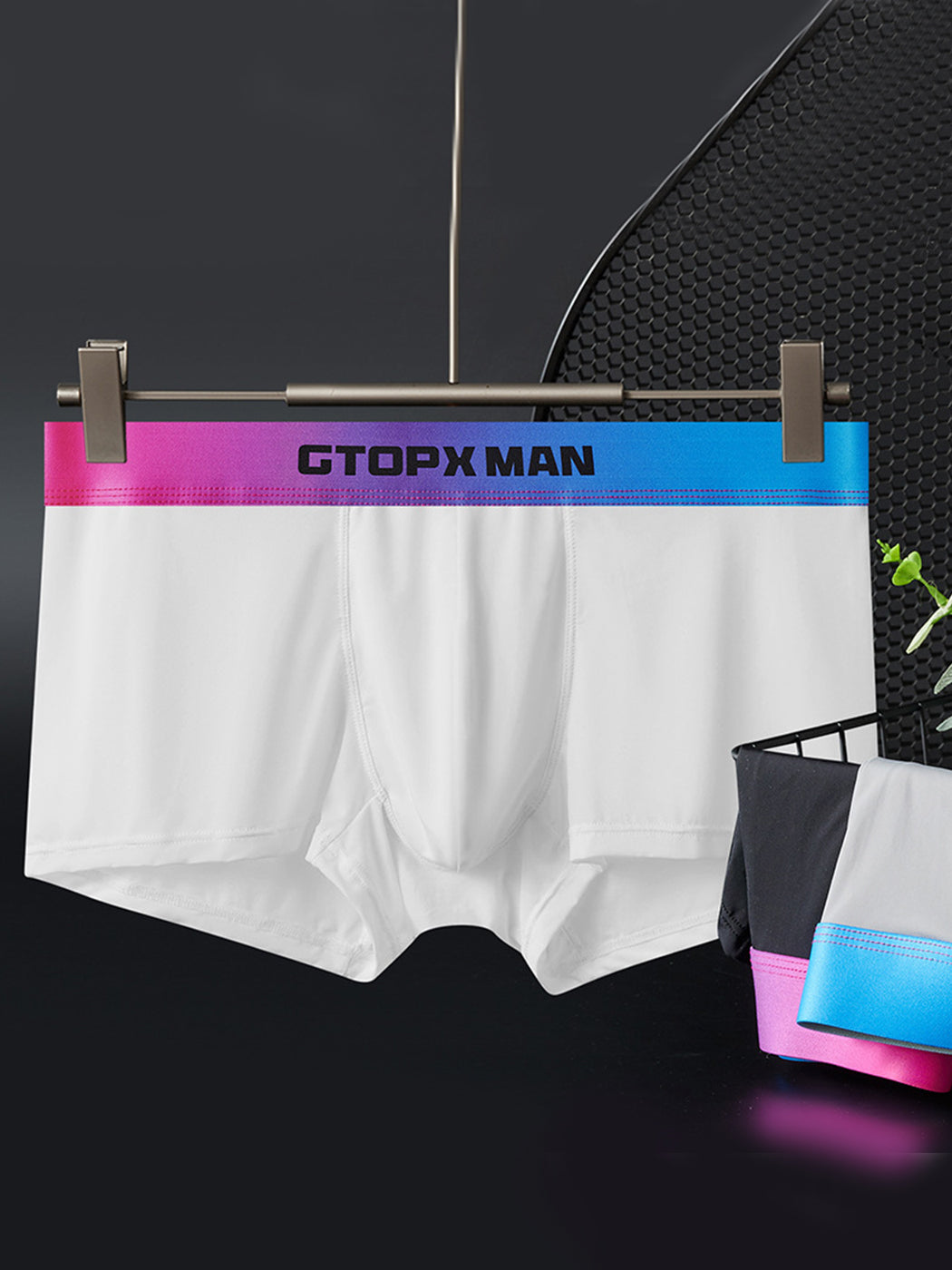 3 Pack Men's U Pouch Trunks with Ombre Belt