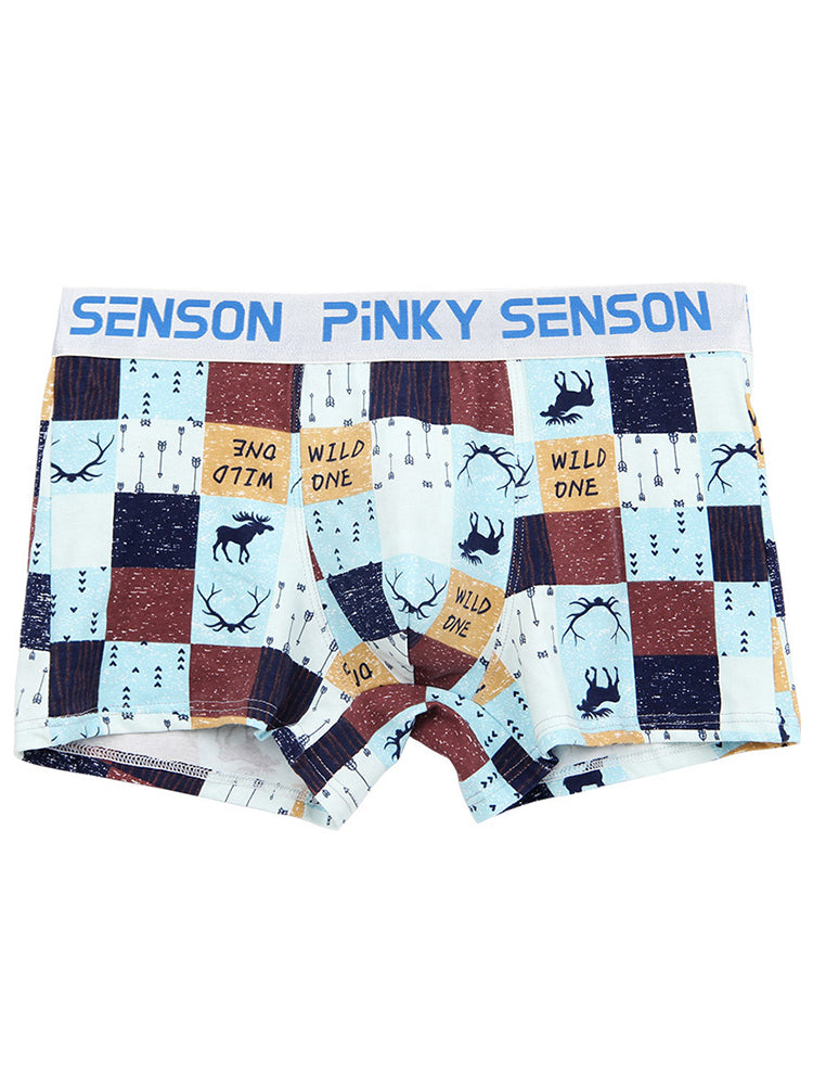 4 Pack Men's Checkered Pattern Cotton Trunks