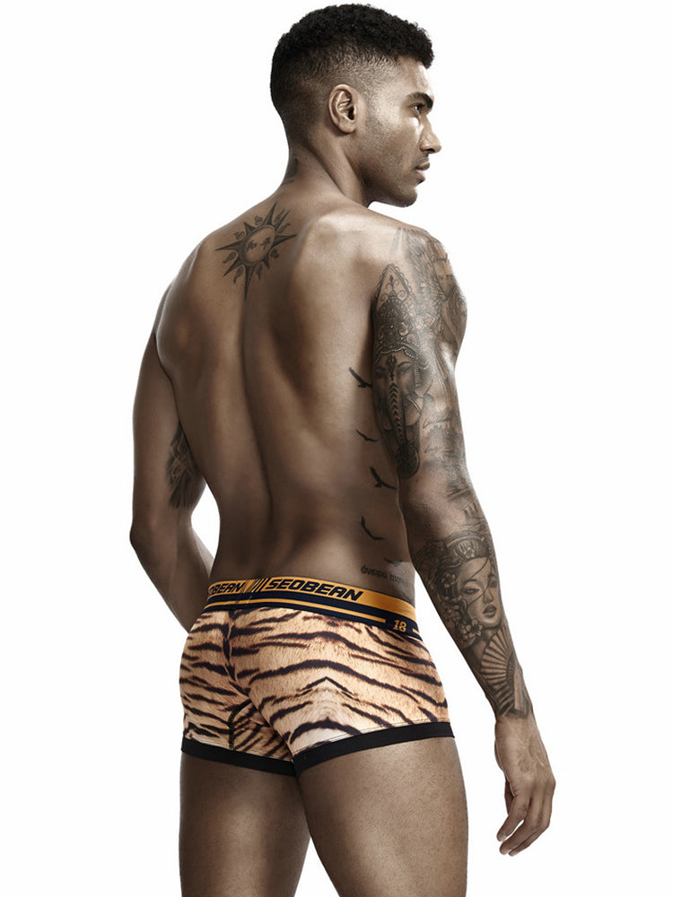 Men's Sexy Tiger Print Pouch Trunks