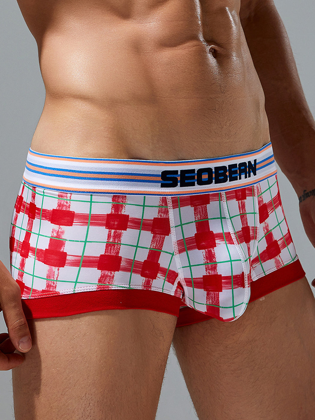 Men's Relaxed Plaid U Pouch Trunks