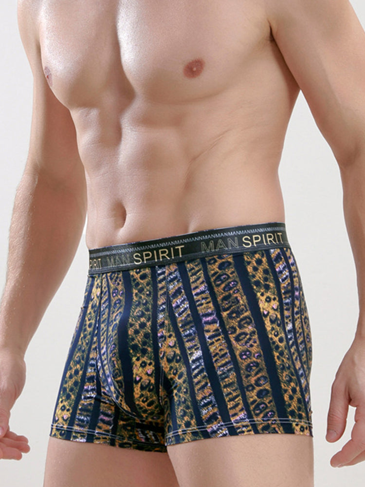 Men's Ice Silk Sexy Breathable Printed Boxers Briefs
