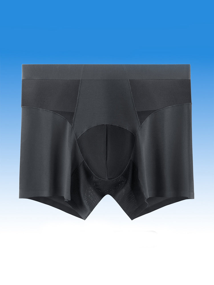 2 Pack Men's  Modal Seamless Antibacterial Anti-Chafing Leg Boxers Briefs & Midway Briefs