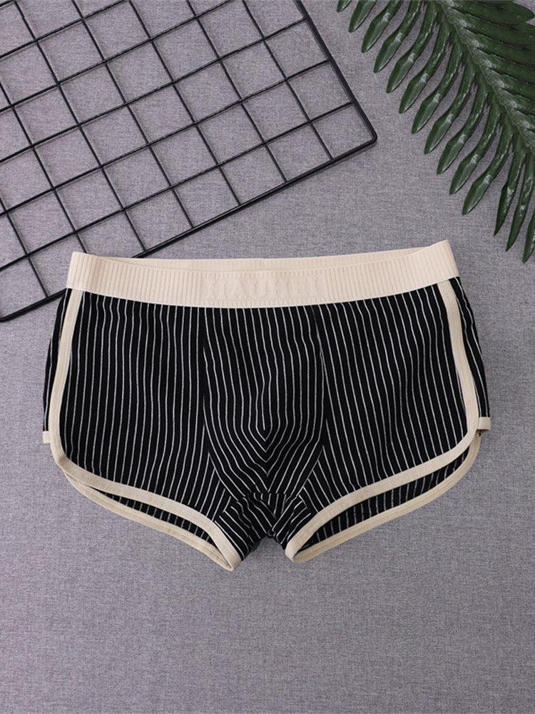 4 Pack Men's Striped Printed Personality Trendy Youth Boxer Briefs