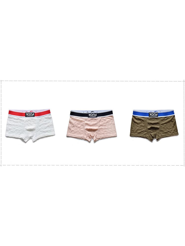 3 Pack Men's Lace Mesh Quick-Drying Breathable Solid Color Trunks
