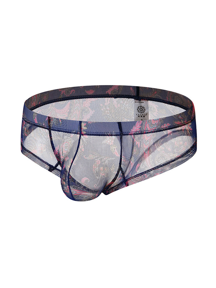 4-pack Men's Lace Print Sheer Mesh Bohemian Boxer Briefs