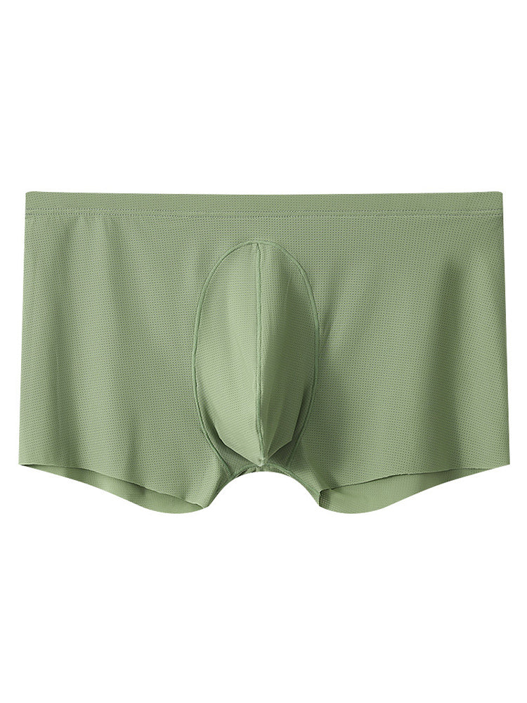 3 Pack Men's Ice Silk Mesh Large Pouch Solid Color Sexy Trunks