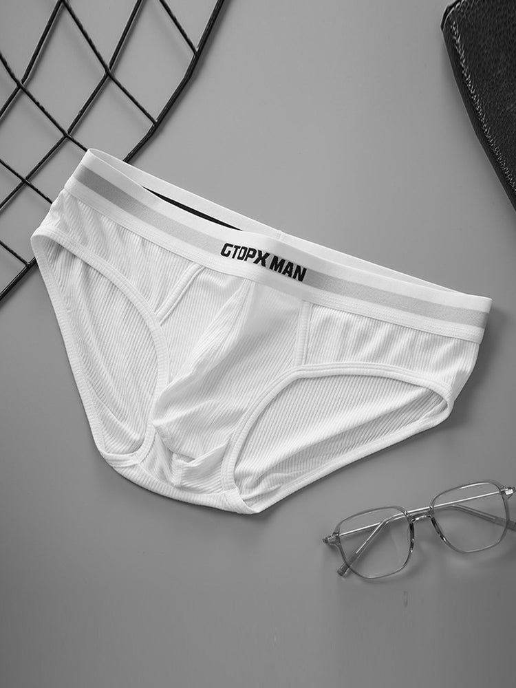 2-Pack Men's Threaded Design Breathable Comfort Low-Rise Thin U-convex Briefs