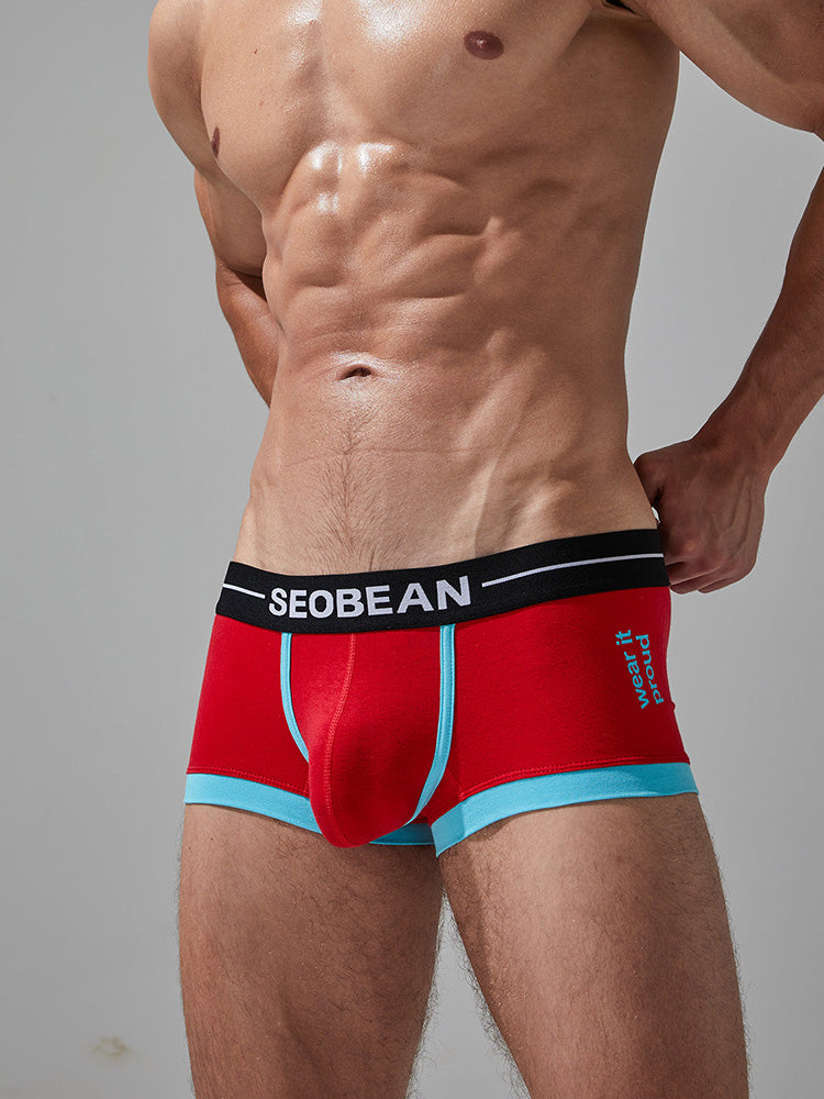 2 Pack Men's Stretch Cotton Breathable Colourway Contrast Trunks