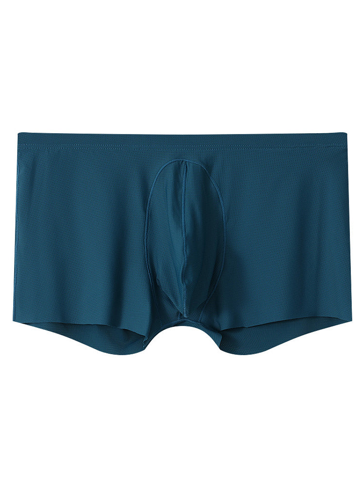 3 Pack Men's Ice Silk Mesh Large Pouch Solid Color Sexy Trunks