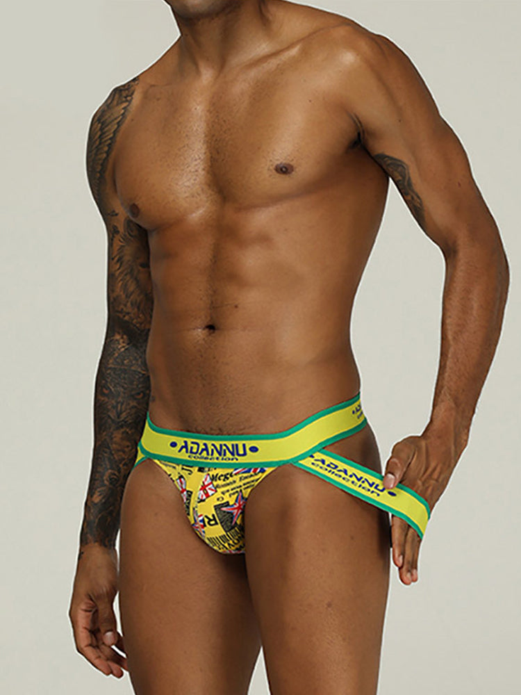 3-pack Men's Low-rise Wide-hem Elastic Printed Hip-baring Thongs