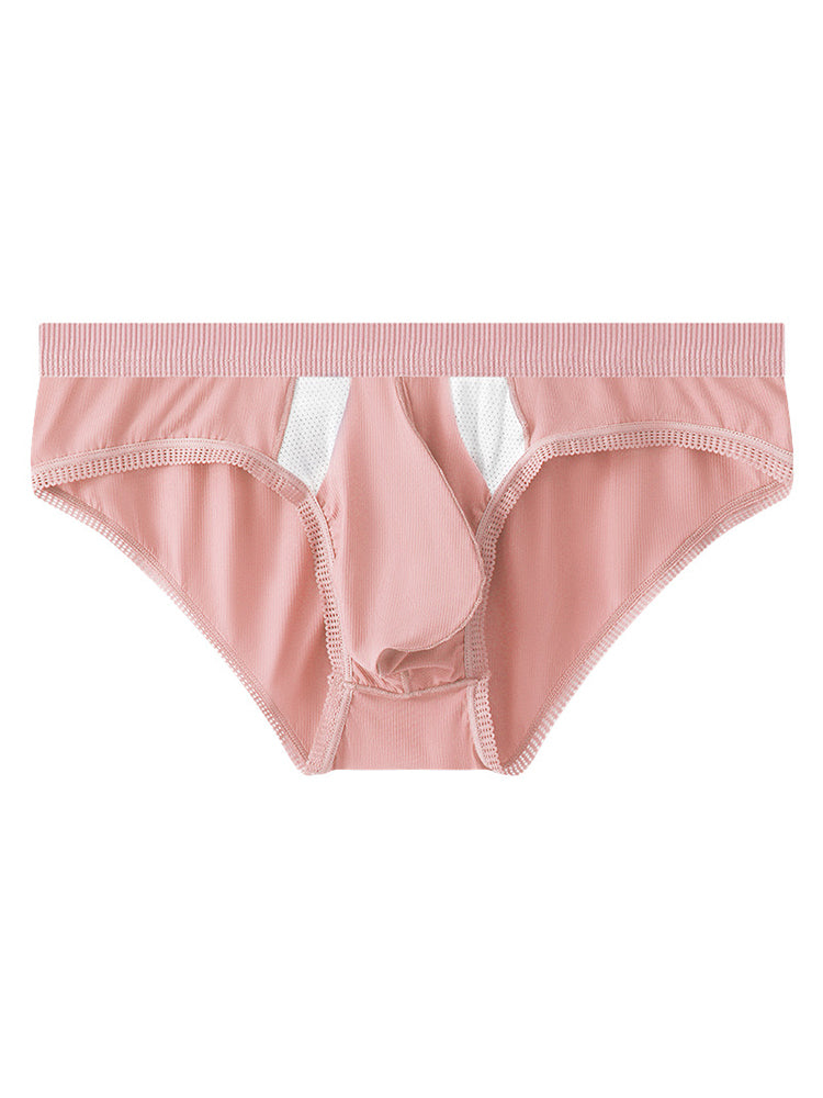 3 Pack Men's Low-Rise Ice Silk High-Stretch U-Convex Large Pouch Briefs