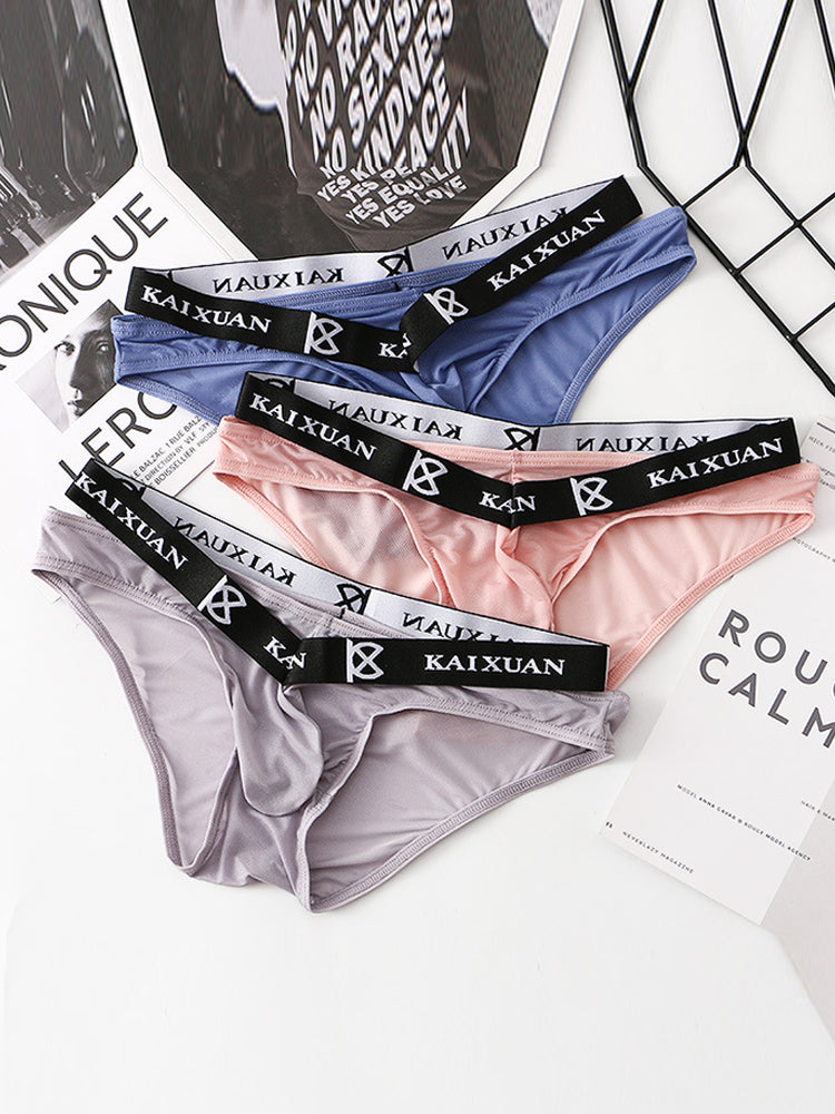 3 Pack Men's Sexy Ice Silk Mesh Breathable Erotic Briefs
