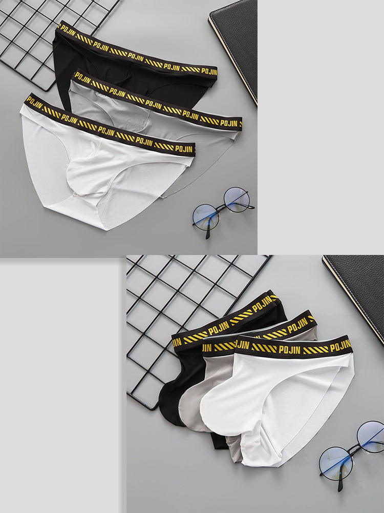 3 Packs of Men's Breathable Sports Ice Silk Seamless Briefs