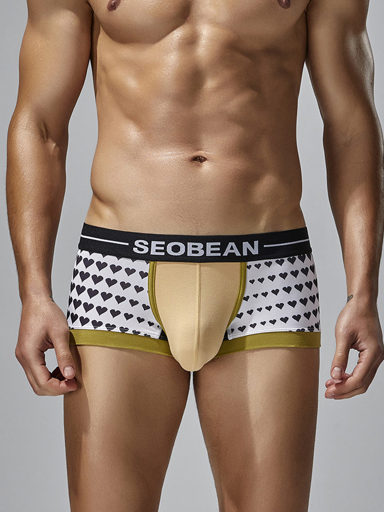 2 Pack Men's Low Rise Sexy Heart U-Shaped Pouch Boxer Briefs