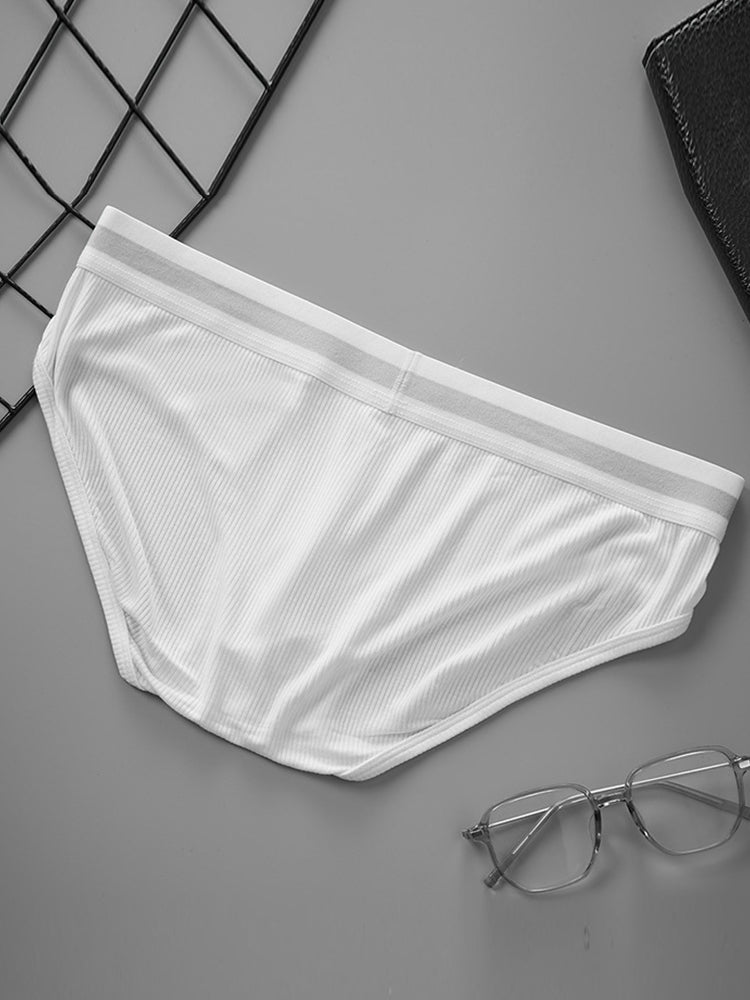 2-Pack Men's Threaded Design Breathable Comfort Low-Rise Thin U-convex Briefs