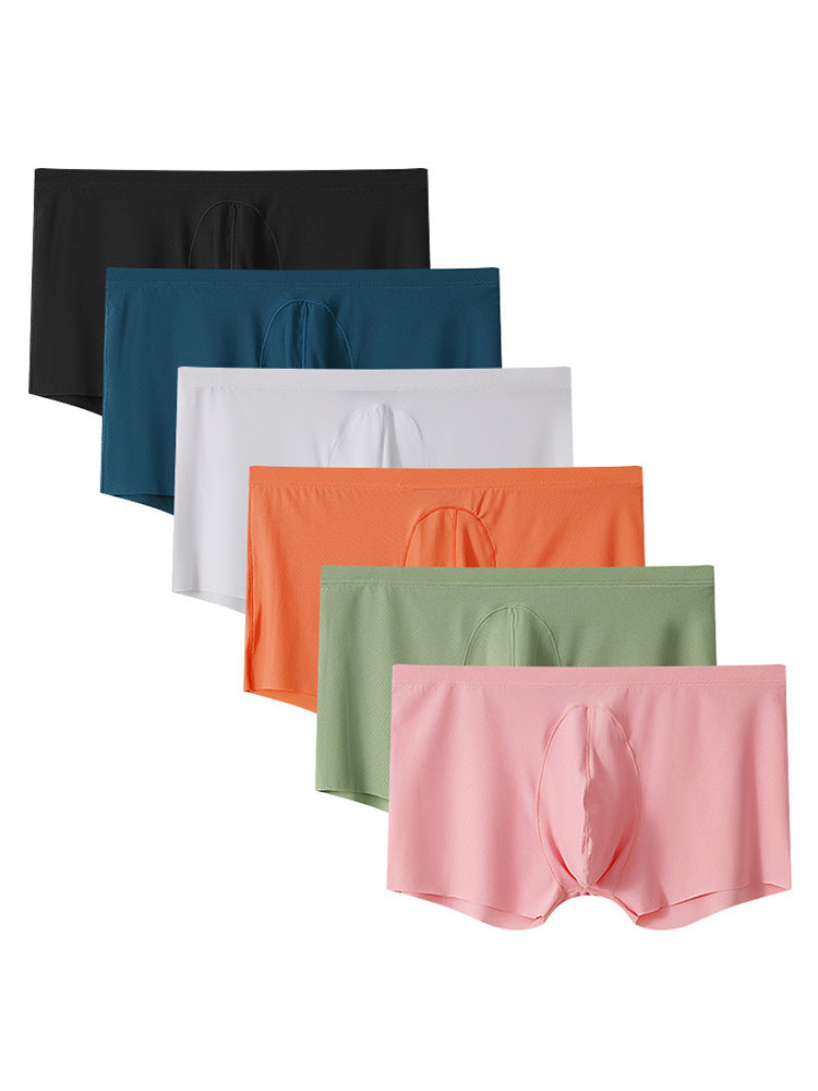 3 Pack Men's Ice Silk Mesh Large Pouch Solid Color Sexy Trunks