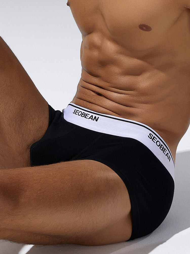 2 Pack Men's Cotton-Spandex Blend Solid Color Elastic Breathable Trunks