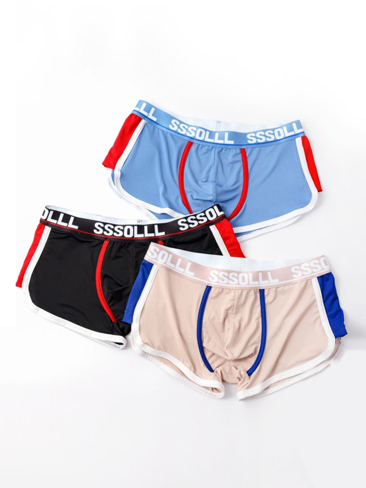 3 Pack Men's Mid-Rise Ice Silk Mesh Trunks