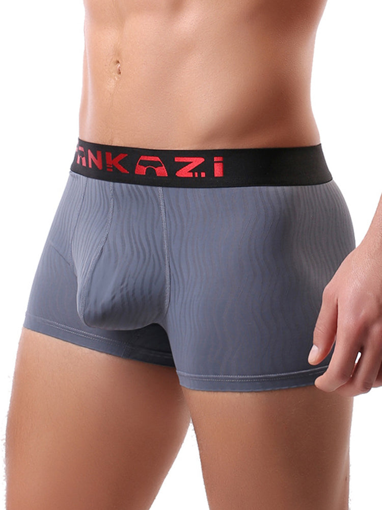 3 Pack Men's Striped U-Pouch Low-Rise Breathable Slim-Fit Trunks