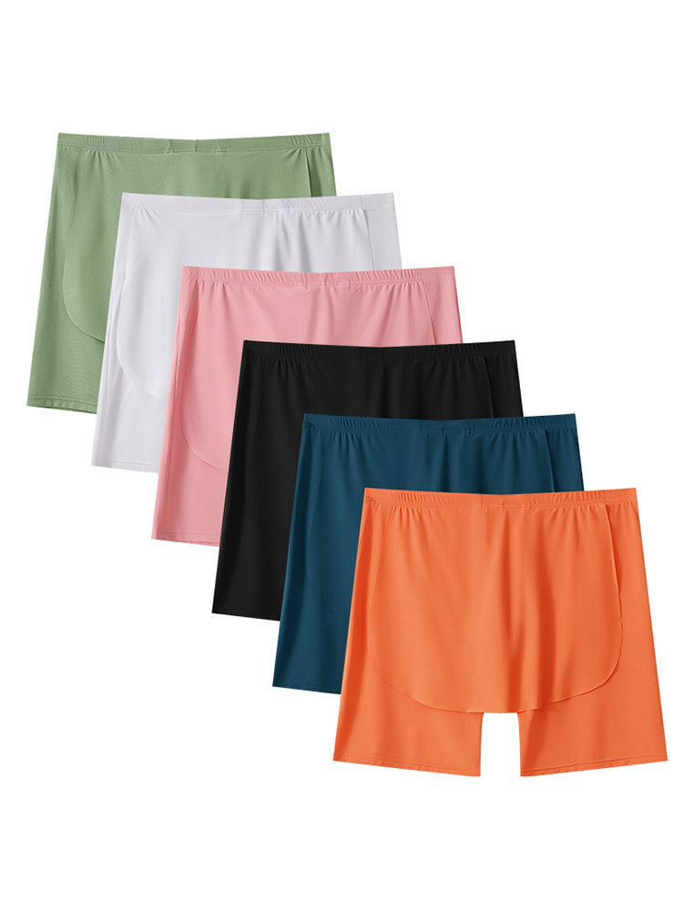 Men's Ice Silk Raised Opening Culottes Mesh Plus Length Boxer Briefs