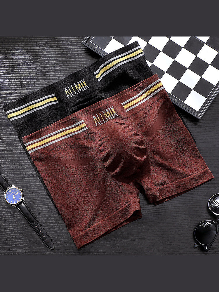 3 Pack ALLMIX Men's Sexy Striped Seamless Low Waist Boxers Briefs