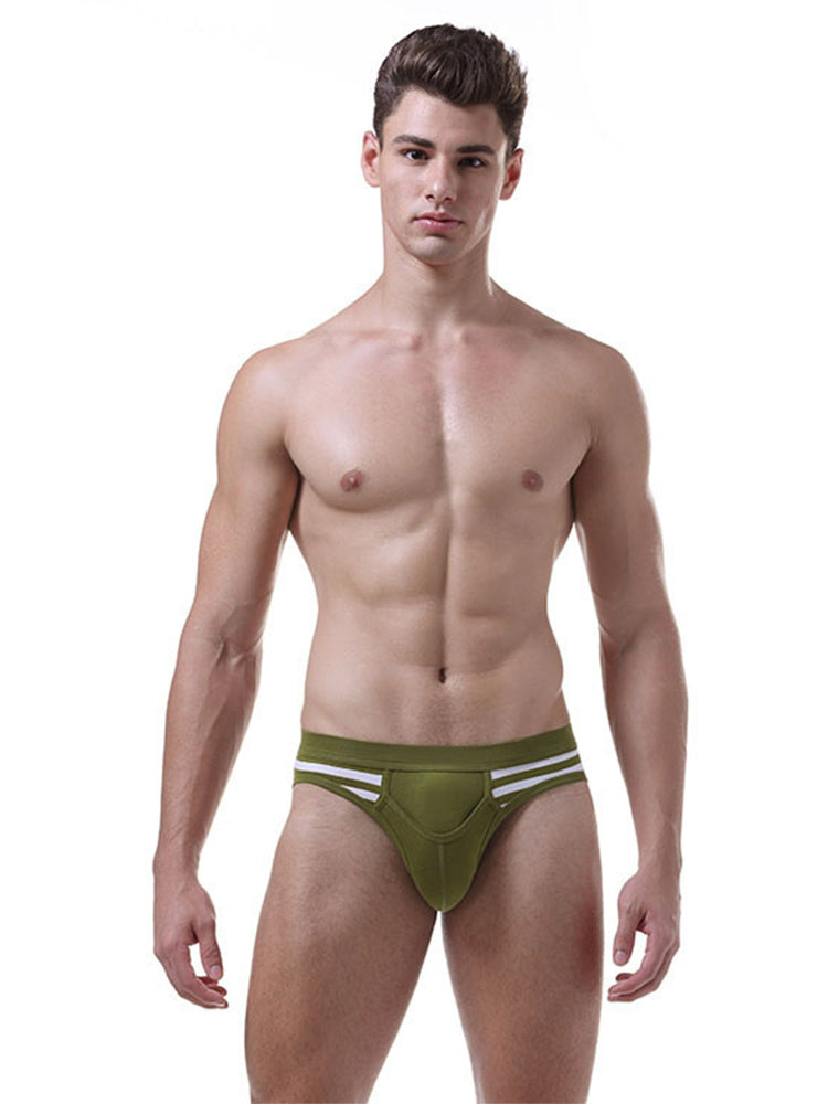 4 Pack Men's Mid-Rise Cotton Striped Briefs