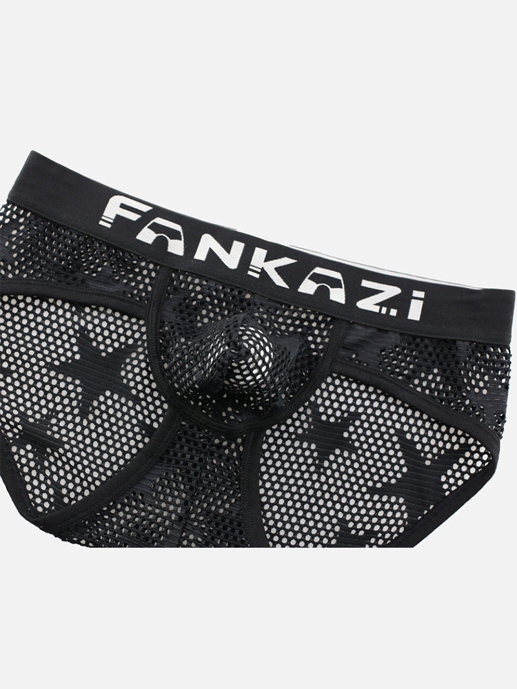 3-pack Men's Sexy Star Mesh Breathable Hollow U-shaped Convex Pouch Briefs