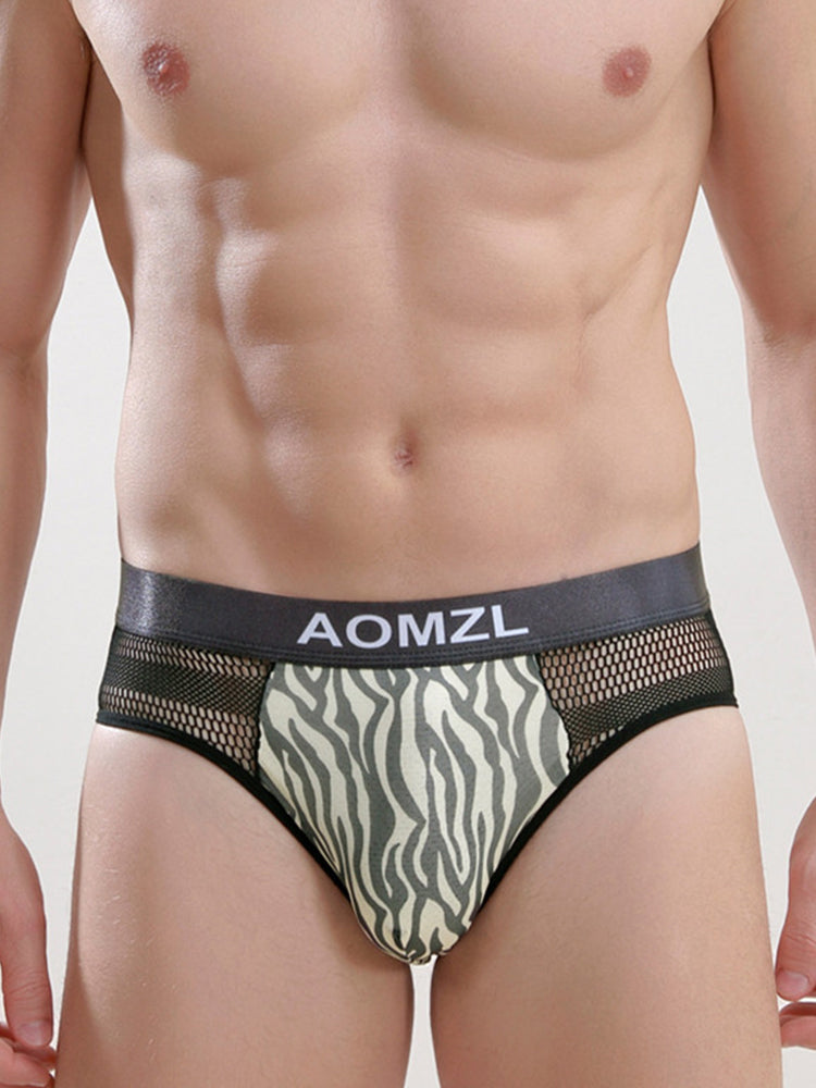 4-pack Men's Sexy Leopard Print Ice Silk Mesh Briefs