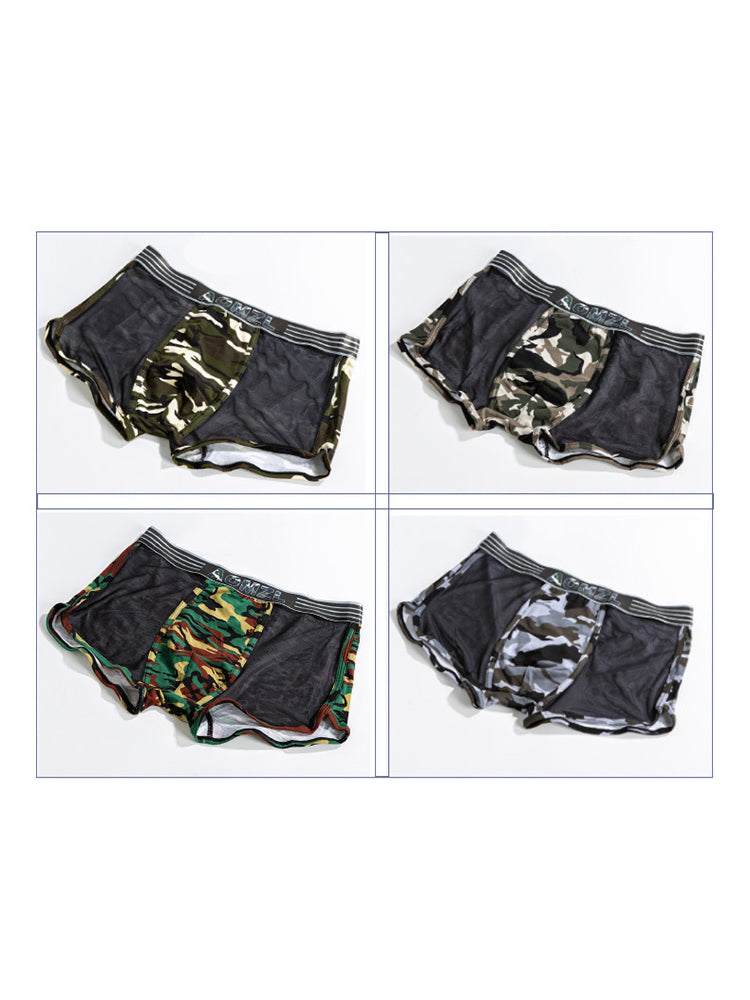 4-pack Men's Cotton Seamless Mesh Breathable Boxer Briefs