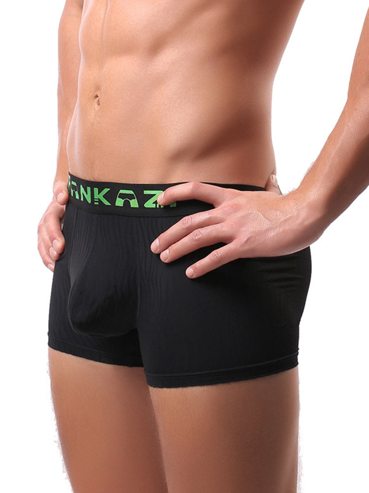 3 Pack Men's Striped U-Pouch Low-Rise Breathable Slim-Fit Trunks