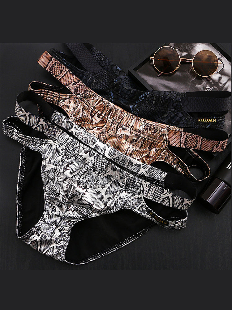 2-pack Men's Snake Print Hollow Briefs