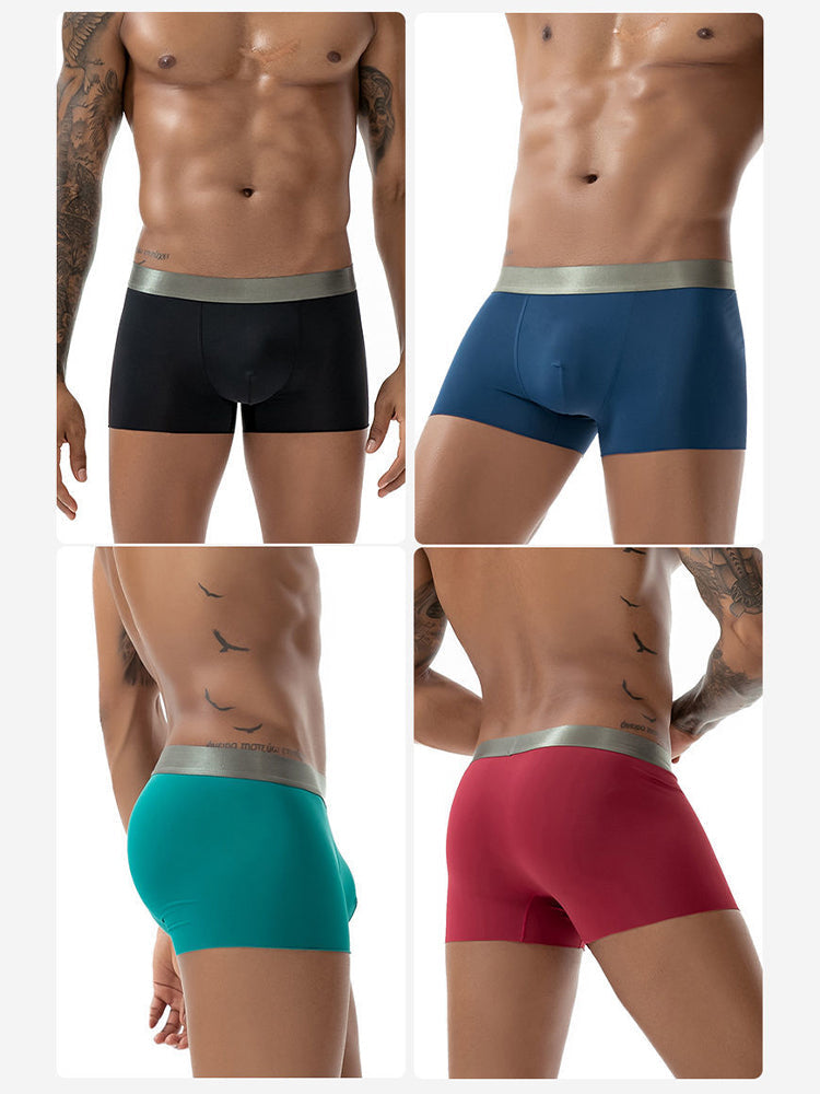 3 Pack Men's Solid Color Lightweight Comfortable Breathable Seamless Trunks