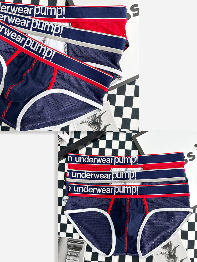 2 Pack Men's Breathable Mesh Comfortable U-convex Large Pouch Sports Briefs