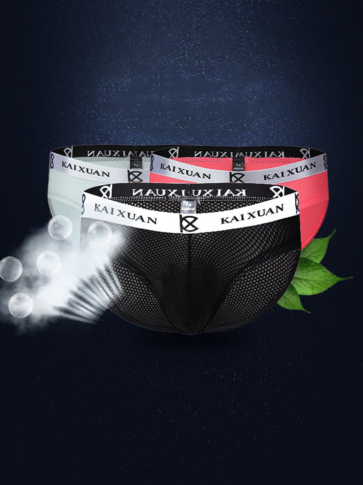 3 Pack Men's Soft Skin-Friendly Ice Silk Thin Low-Rise Briefs