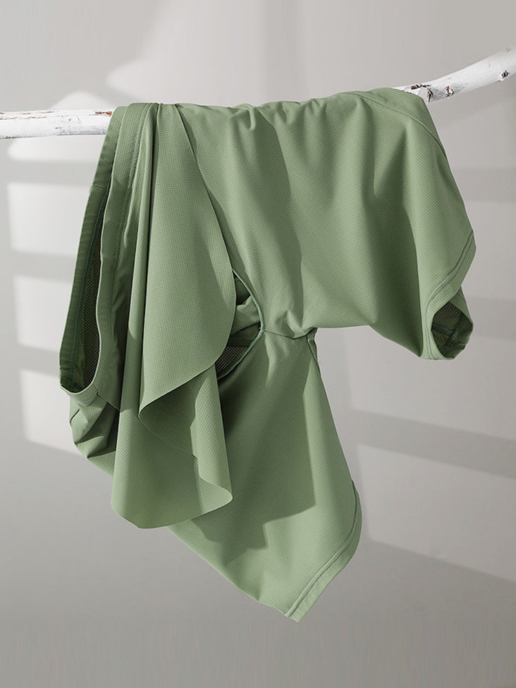 Men's Ice Silk Raised Opening Culottes Mesh Plus Length Boxer Briefs