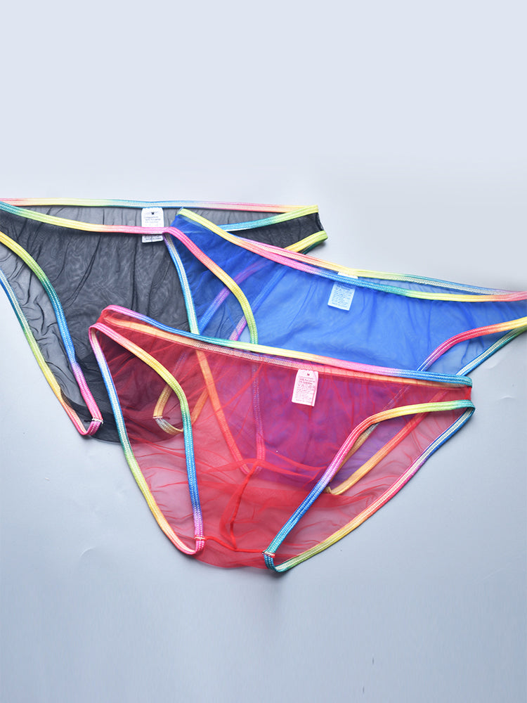 3-pack Men's Ultra-sheer Rainbow-edge Mesh Briefs